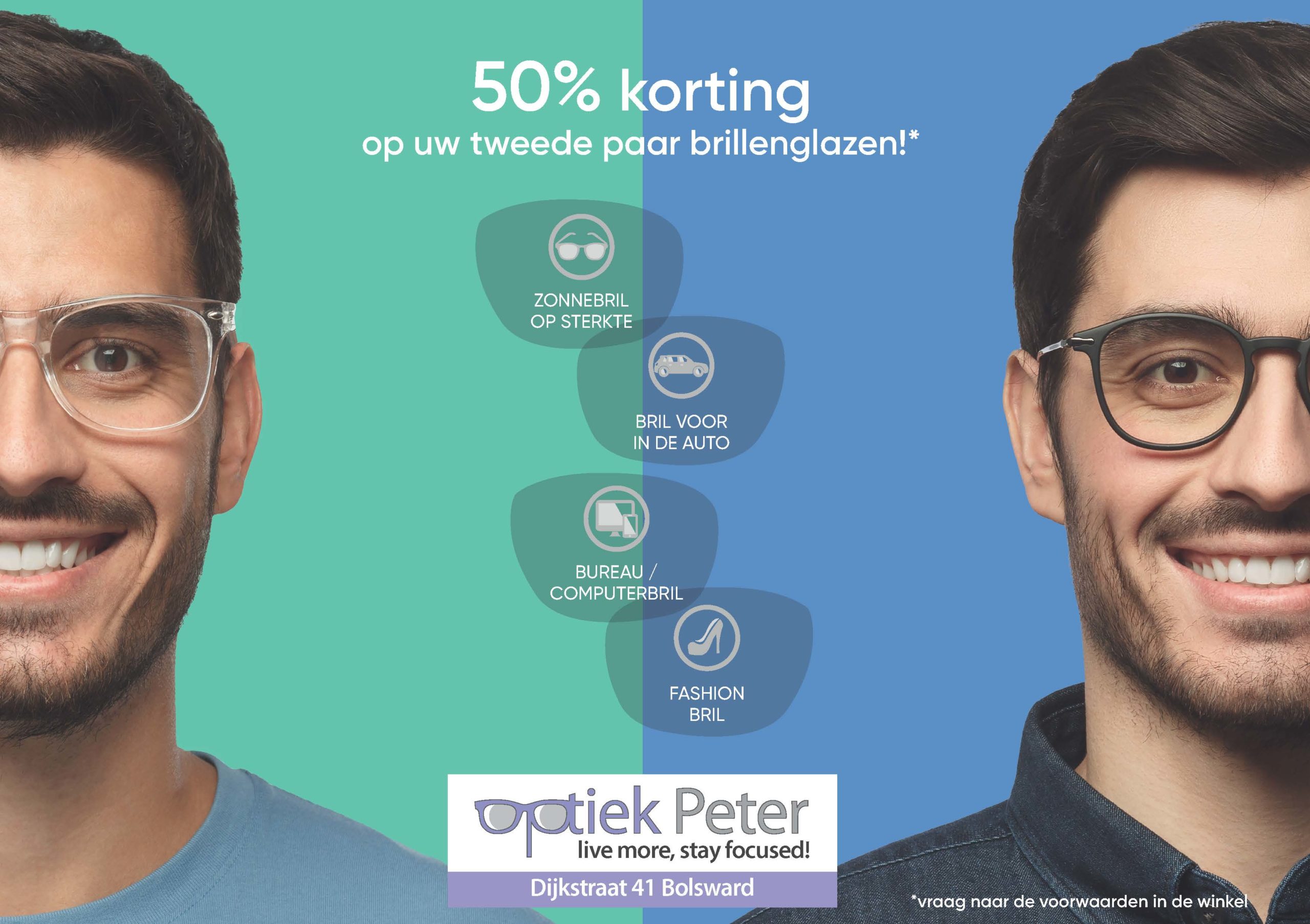 paar glazen met 50% korting! Peter